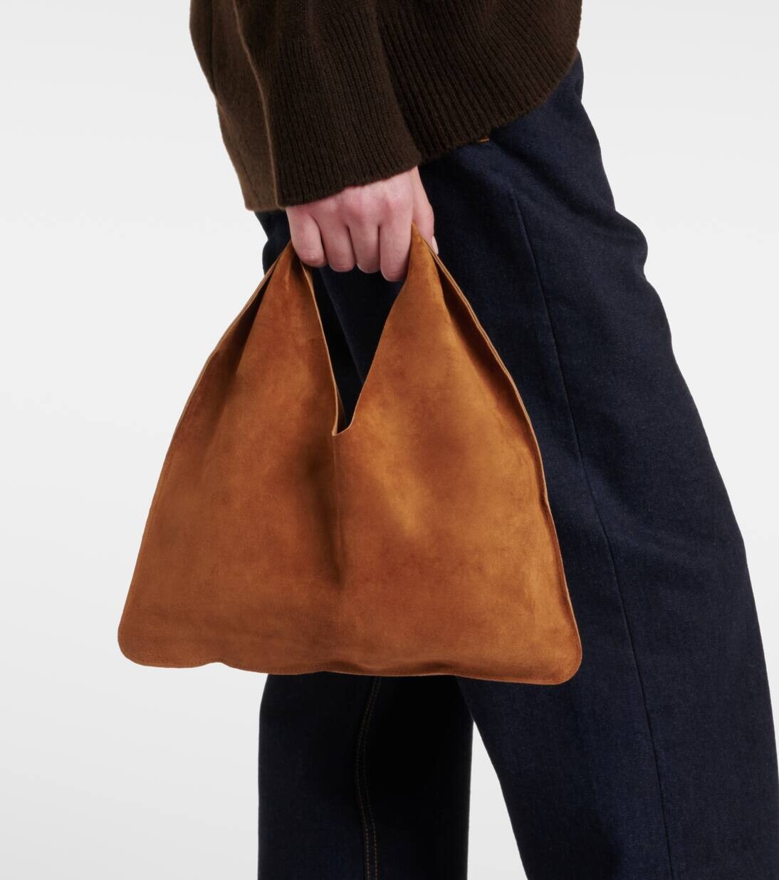 Маленькая замшевая сумка-тоут Bindle The Row, цвет caramel ans — фото 2