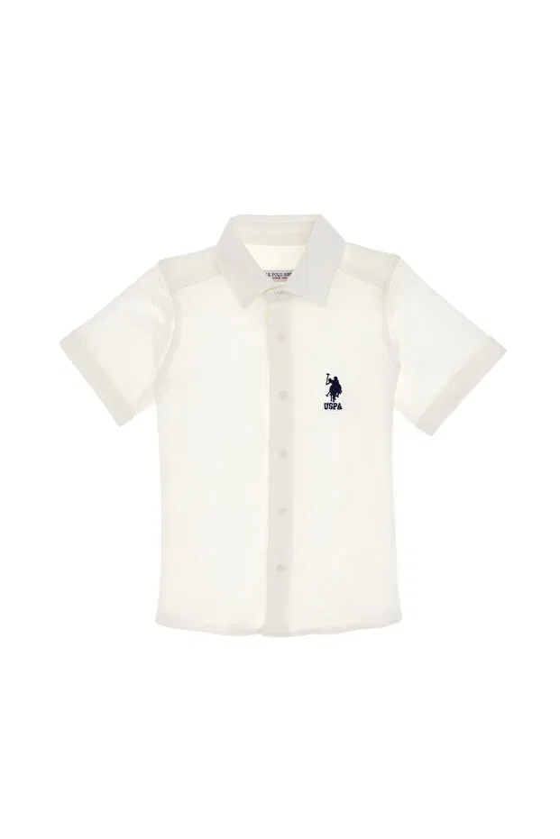 Детская рубашка для мальчиков хлопковая U.S. Polo Assn., White — фото 2