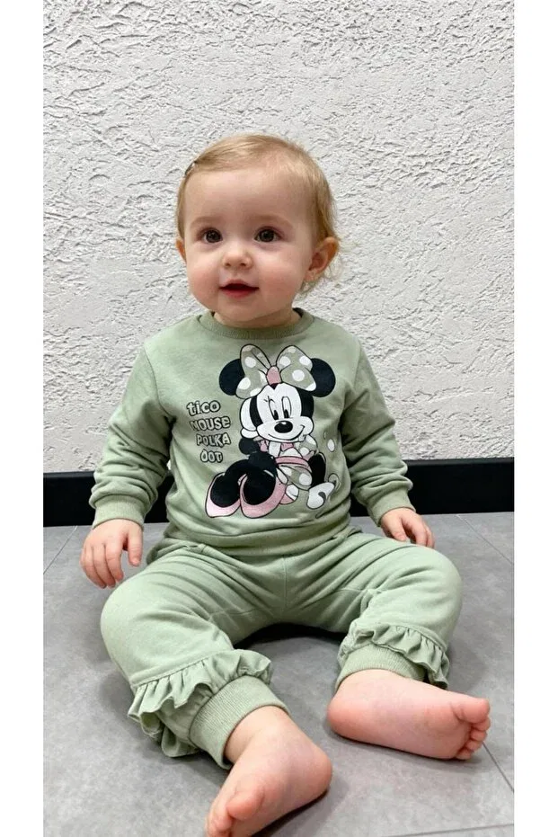 Детский комплект пижамы для девочек с принтом Mini Mouse Print Gocoland, Green