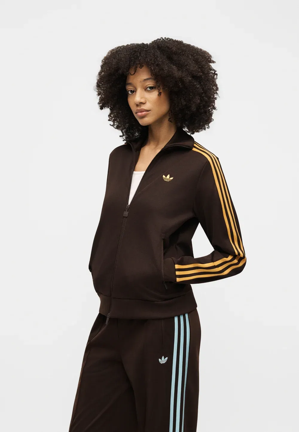 Классическая толстовка на молнии Adidas Originals, Aurora Coffee/Preloved Yellow — фото 4