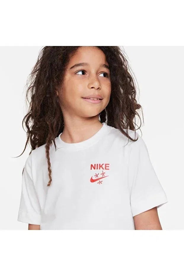 Детская футболка для девочек с принтом Sportswear Tee Create 2 Genc Cocuk Nike, White — фото 4
