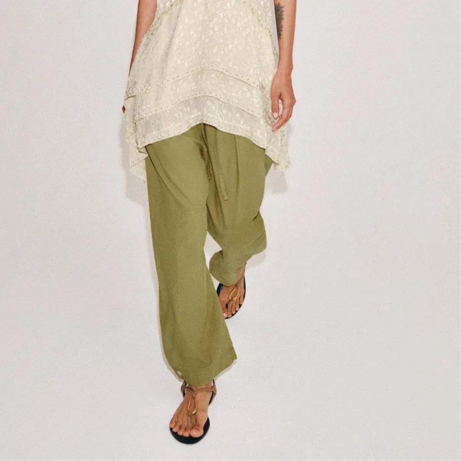 Женские повседневные брюки свободного кроя Khaki ZARA — фото 4