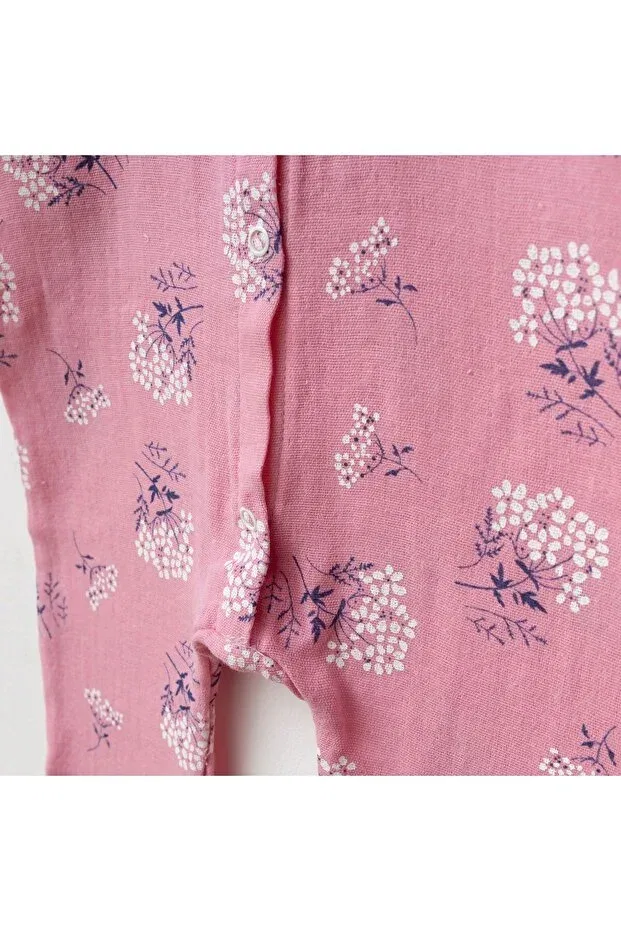 Детский комбинезон для девочек хлопковый Gots Certified 100% Organic Cotton Muslin Baby Girl Romper Tinibud, Pink — фото 3
