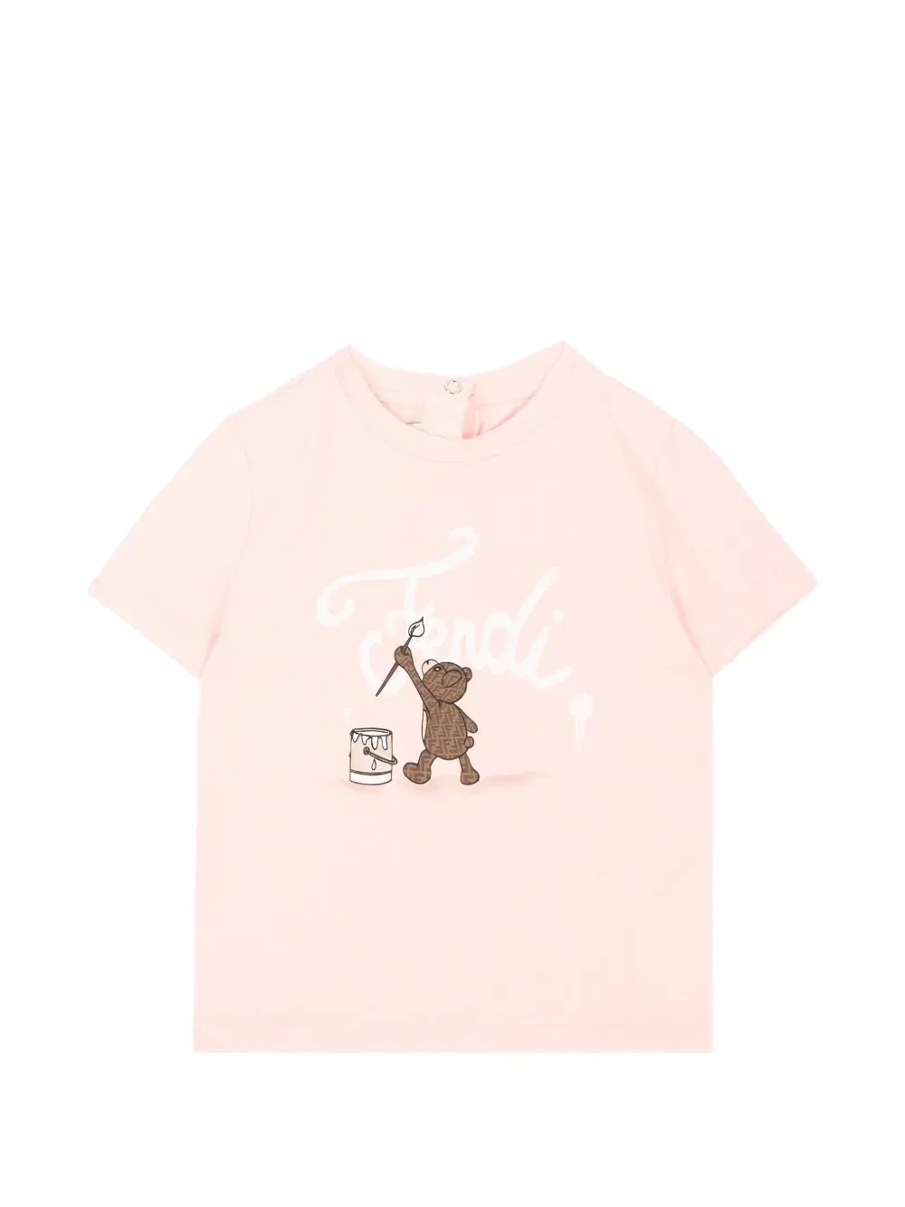 Футболка с логотипом в виде плюшевого мишки Fendi Kids, розовый