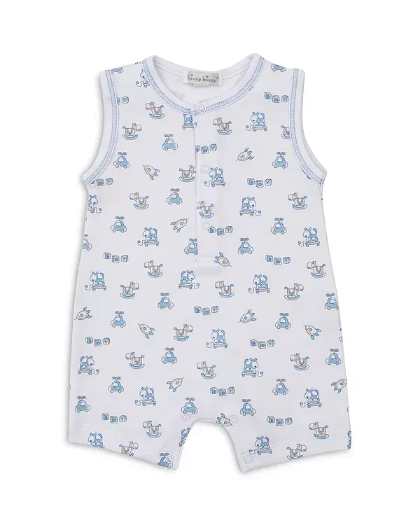Детский комбинезон для мальчиков без рукавов с принтом Kissy Kissy, Light Blue