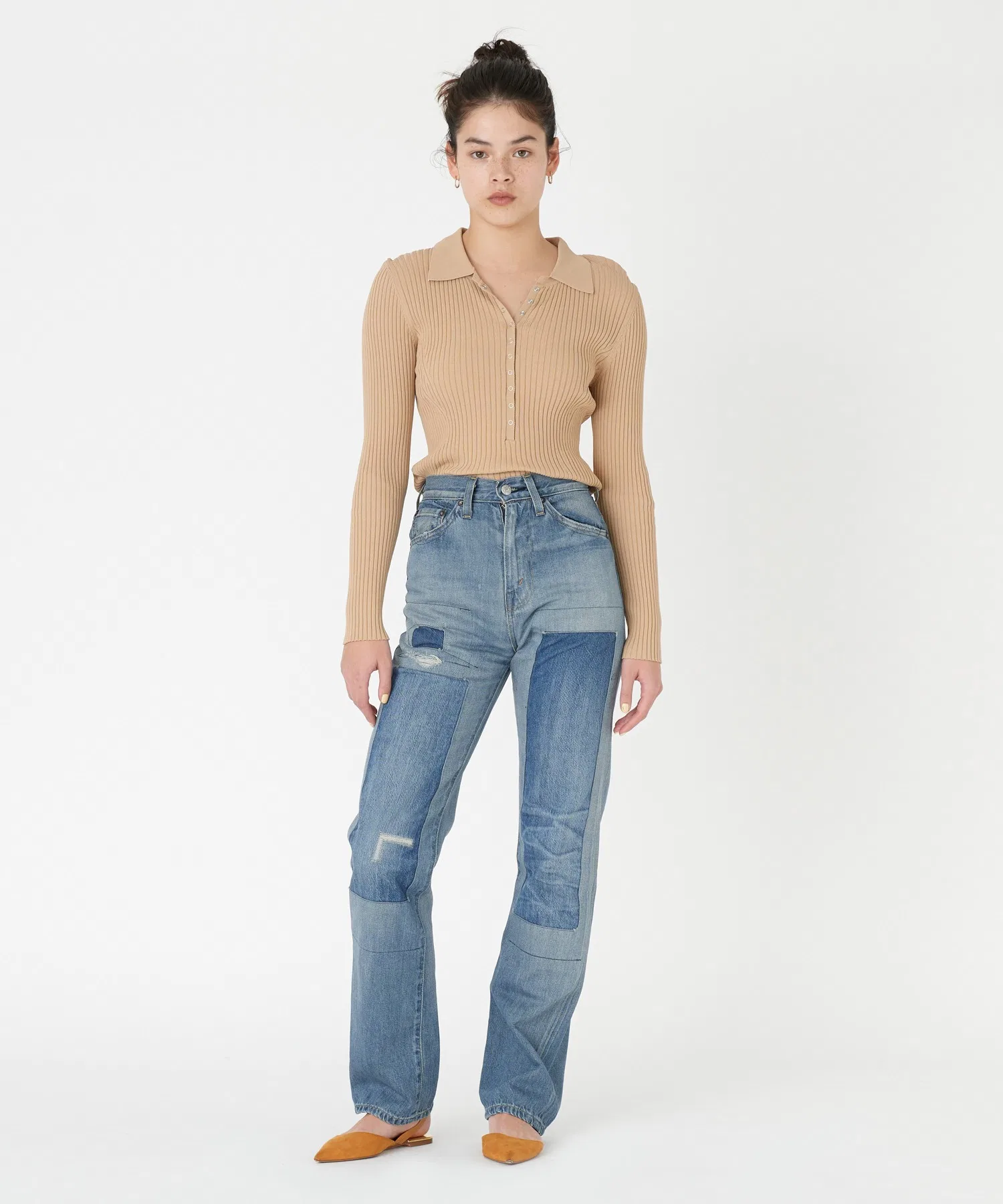 Джинсы Levi's LEVI'S(R) винтажная одежда 1950-х годов, модель 701, цвет ANZA, цвет индиго, ношеные. — фото 4