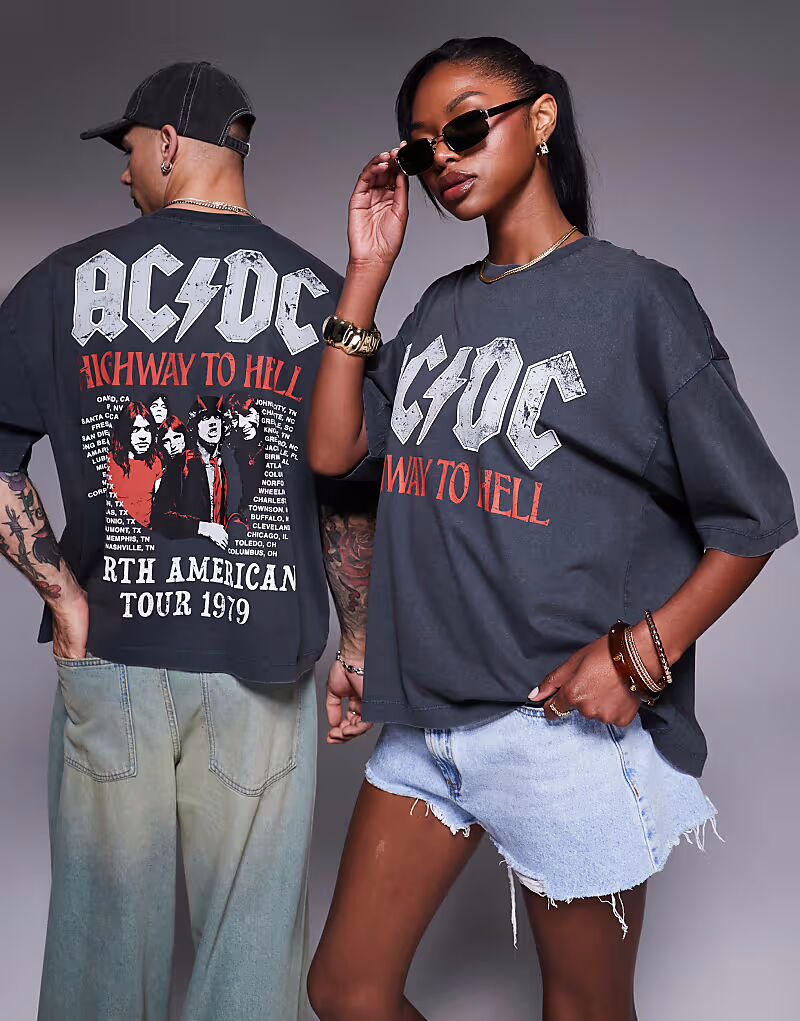 

Футболка свободного кроя унисекс ASOS DESIGN oversize с принтом AC/DC Tour черного цвета