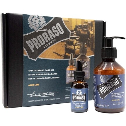 

Двойной набор масла и шампуня для бороды Azur Lime, Proraso
