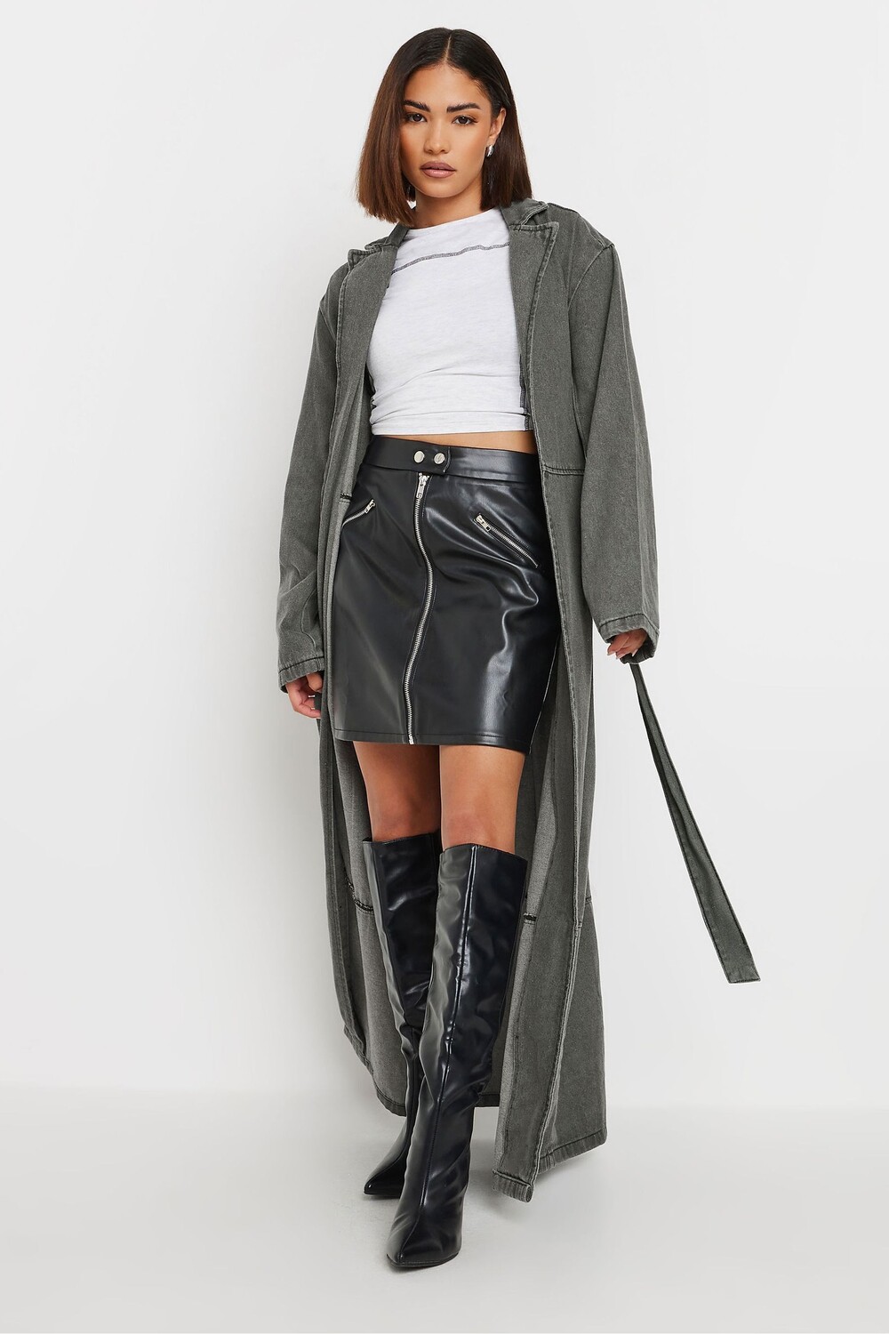 

Джинсовый тренчкот Pixiegirl Petite, серый