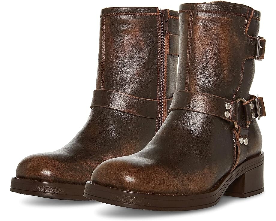 Ботинки женские Steve Madden Brixton кожаные на каблуке, темно-коричневый