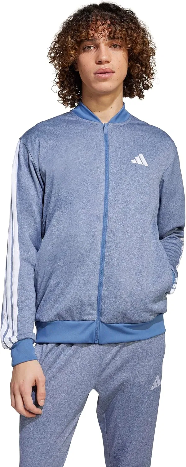 Мужская трикотажная куртка с застежкой-молнией adidas, темно-синий меланж