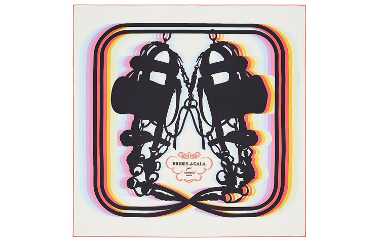 

Брид Де Гала Шелковый Платок Унисекс Кремовый/Черный/Неоново-Розовый HERMES