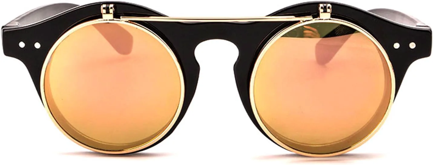 

Классические маленькие ретро-очки/солнцезащитные очки в стиле стимпанк с круглым откидным механизмом. Крутая ретро-модель Kyra, 2 Pack Matte Tortoise & Black/Pink