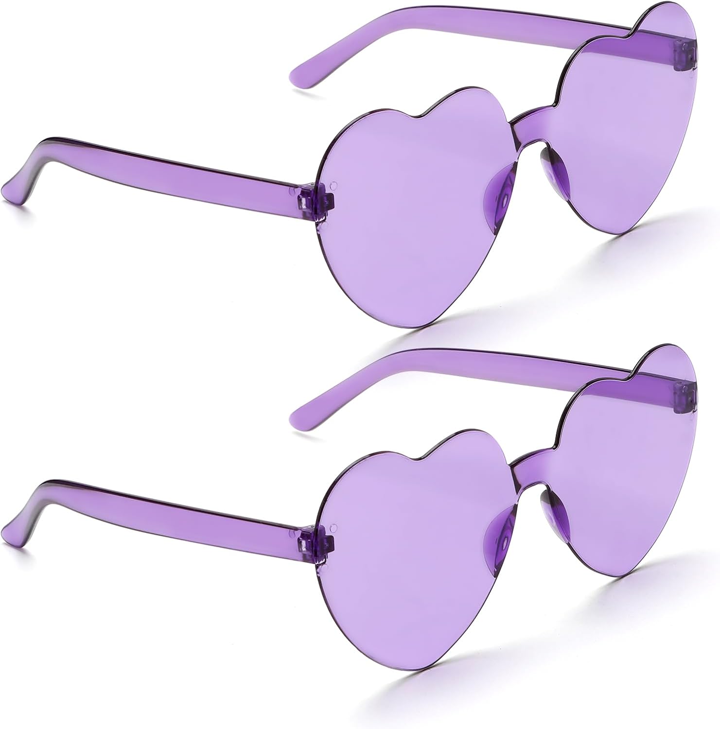 

Женские солнцезащитные очки в форме фиолетового сердца - забавные детские солнцезащитные очки без оправы для небольшого лица, идеально подходящие для фестивалей и тропических вечеринок Hoosmoon