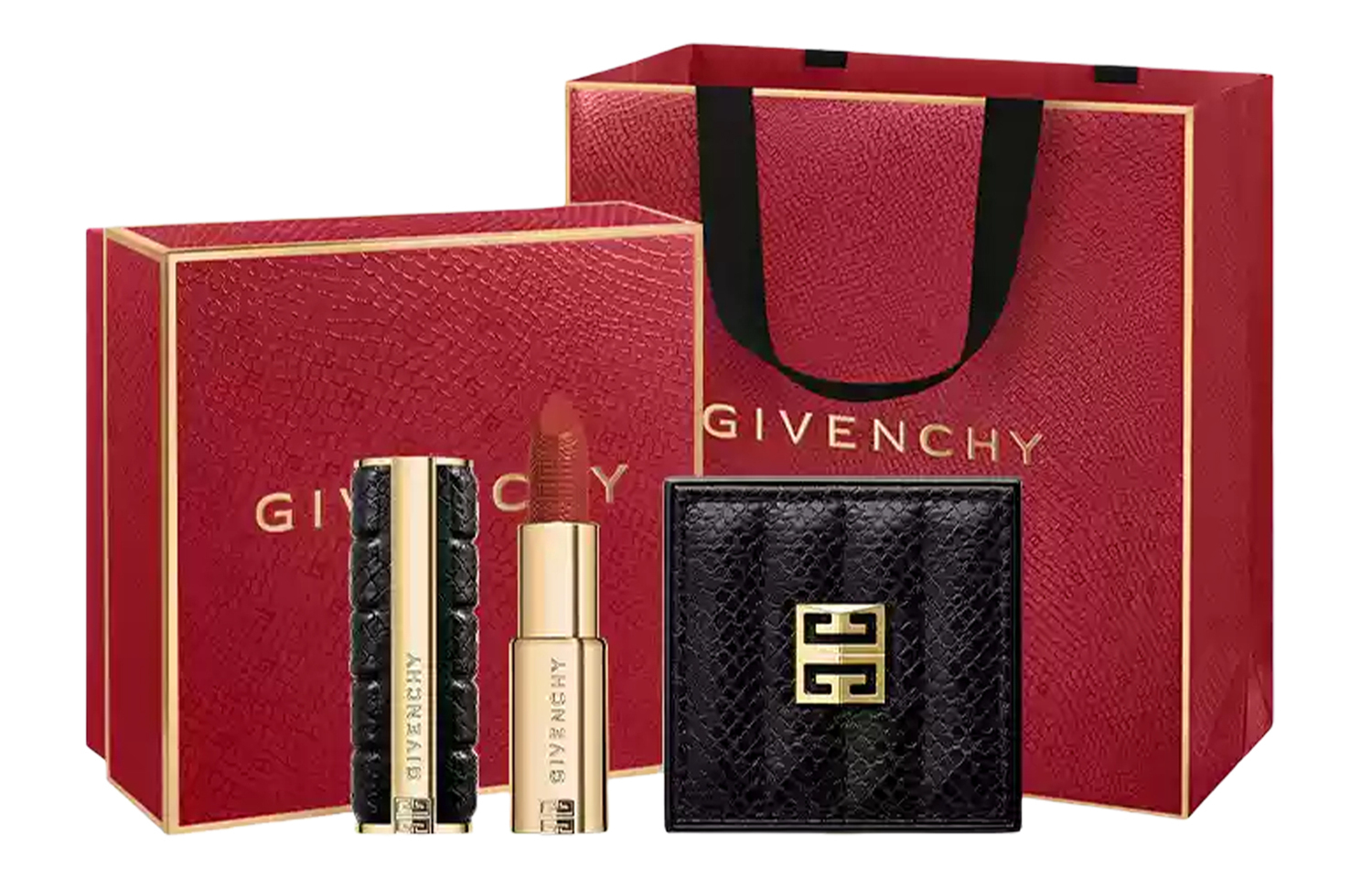 

Givenchy Набор косметики New Year Limited Red Fortune Gilded с тональной основой и помадой, легко растушевывается, 3,4г+12г