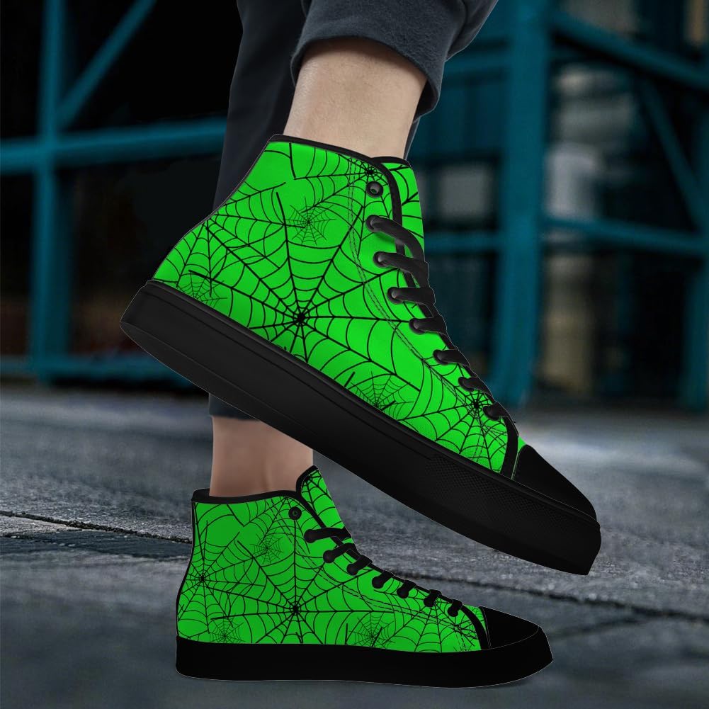 Кеды на высокой платформе chebing Spider Web из холщовой ткани для мужчин и женщин, высокие кроссовки на шнуровке, повседневная обувь, подарок для парня или девушки, зеленый — фото 2