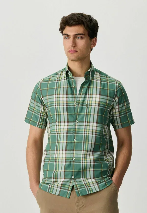 Рубашка Next Regular fit shirt, зеленая клетка мадрас