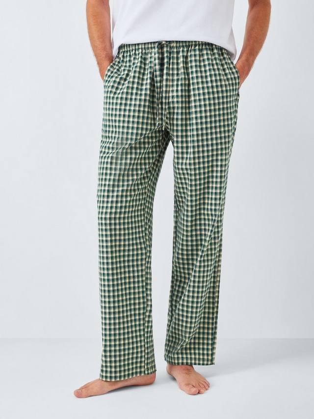 

Органические хлопковые брюки для отдыха в клетку John Lewis, Green Dark