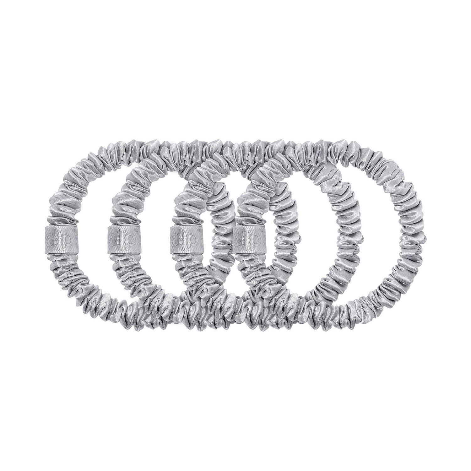 Резинка для волос schmal scrunchies back to basics, reine seide - kupfer Slip, silver, количество 1 шт. — фото 2