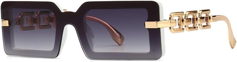 

Женские солнцезащитные очки в стиле ретро с градиентным переходом, защита от УФ-излучения UV400; мужские солнцезащитные очки в оправе с цепочкой VFDHN, C6 White Black Gray