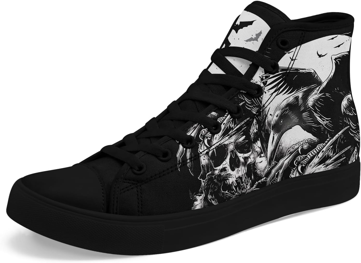 

Крутые кастомные унисекс кеды с черепом для женщин, стильный дизайн, черные холщовые туфли, классические кроссовки на шнуровке, модная уличная обувь Coolcustomize