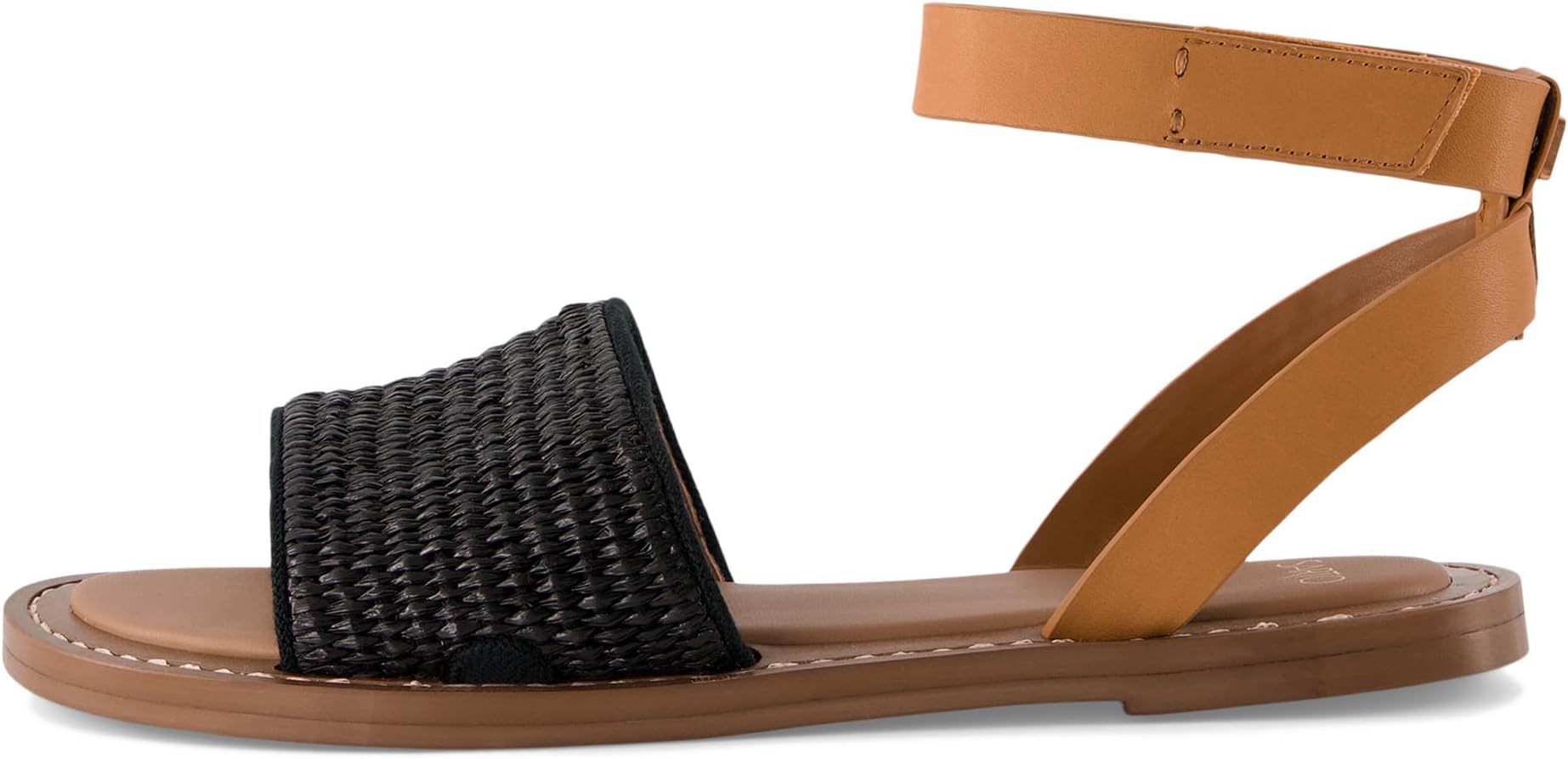 Сандалии Franco Sarto Rosa Ankle Strap Flat Sandal, цвет Black/Brown — фото 4
