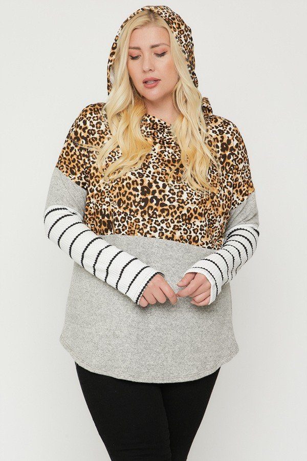 

Большой размер Двухцветный трикотажный топ без рукавов FASHNZFAB, цвет heather grey