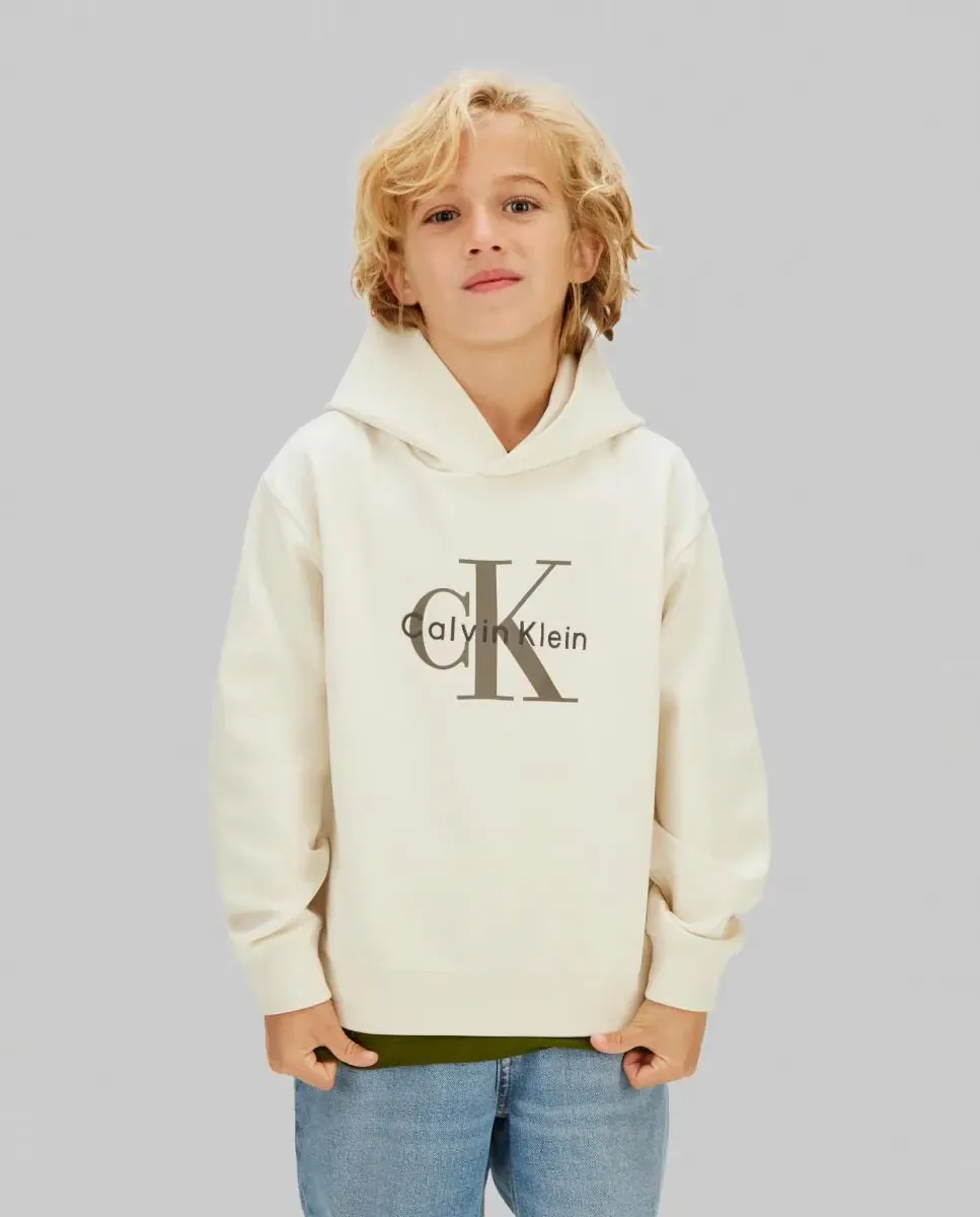 Детская толстовка с капюшоном Calvin Klein, серый — фото 2