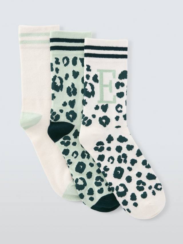 

Носки до щиколотки с принтом звериного алфавита John Lewis, E, Pack of 3, Green