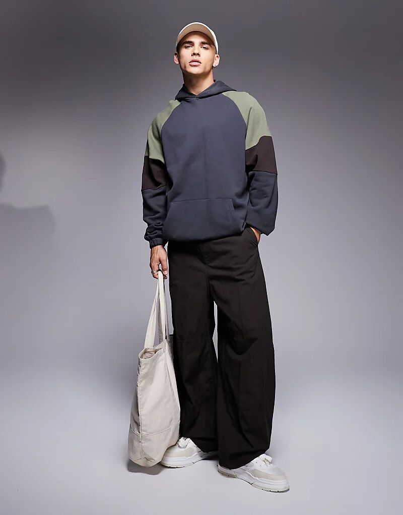 

Толстовка oversize с цветными блоками цвета хаки ASOS DESIGN