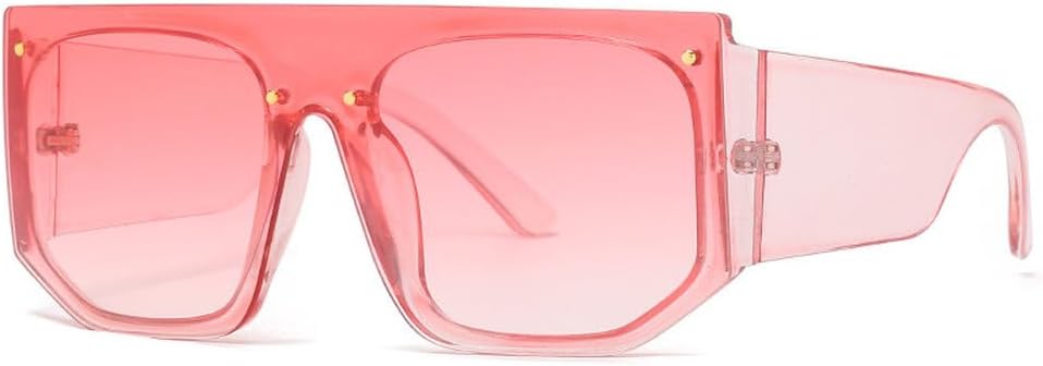 

Модные винтажные солнцезащитные очки большого размера для женщин и мужчин, роскошные солнцезащитные очки с плоской верхней частью и крупной оправой, дорожные очки с заклепками, защита от УФ-излучения UV400 generic, Pink Pink