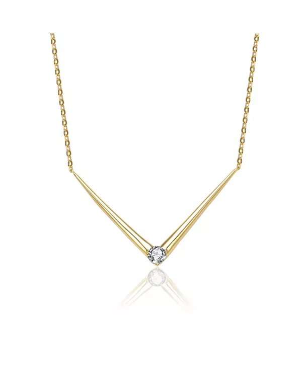 

Многослойное ожерелье из стерлингового серебра с покрытием из желтого золота 14 карат и зелеными кубическими циркониями в форме шеврона Genevive, gold