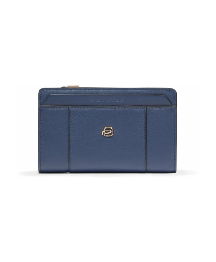 

Женский кошелек с отделением для монет и слотами для кредитных карт, с защитой от RFID-сканирования. Piquadro, синий
