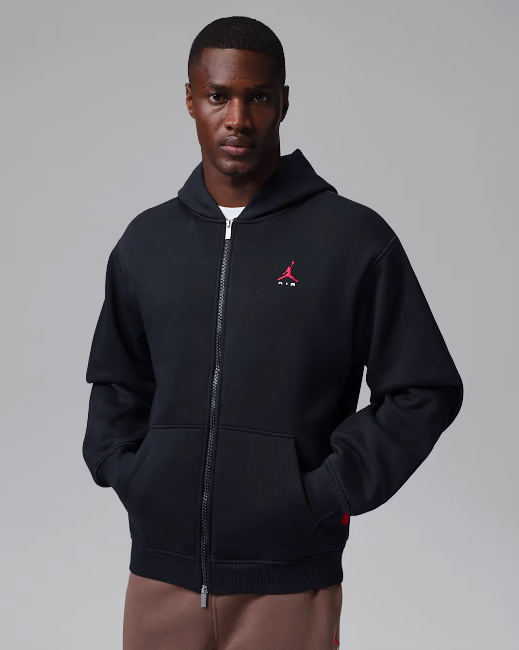 Мужская толстовка на молнии Jordan Brooklyn, Black/Black/University Red
