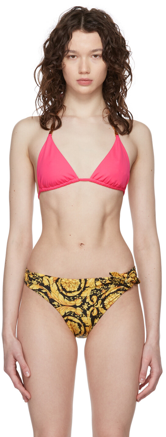 

Розовый бикини-топ Greca с цепочкой Versace Underwear