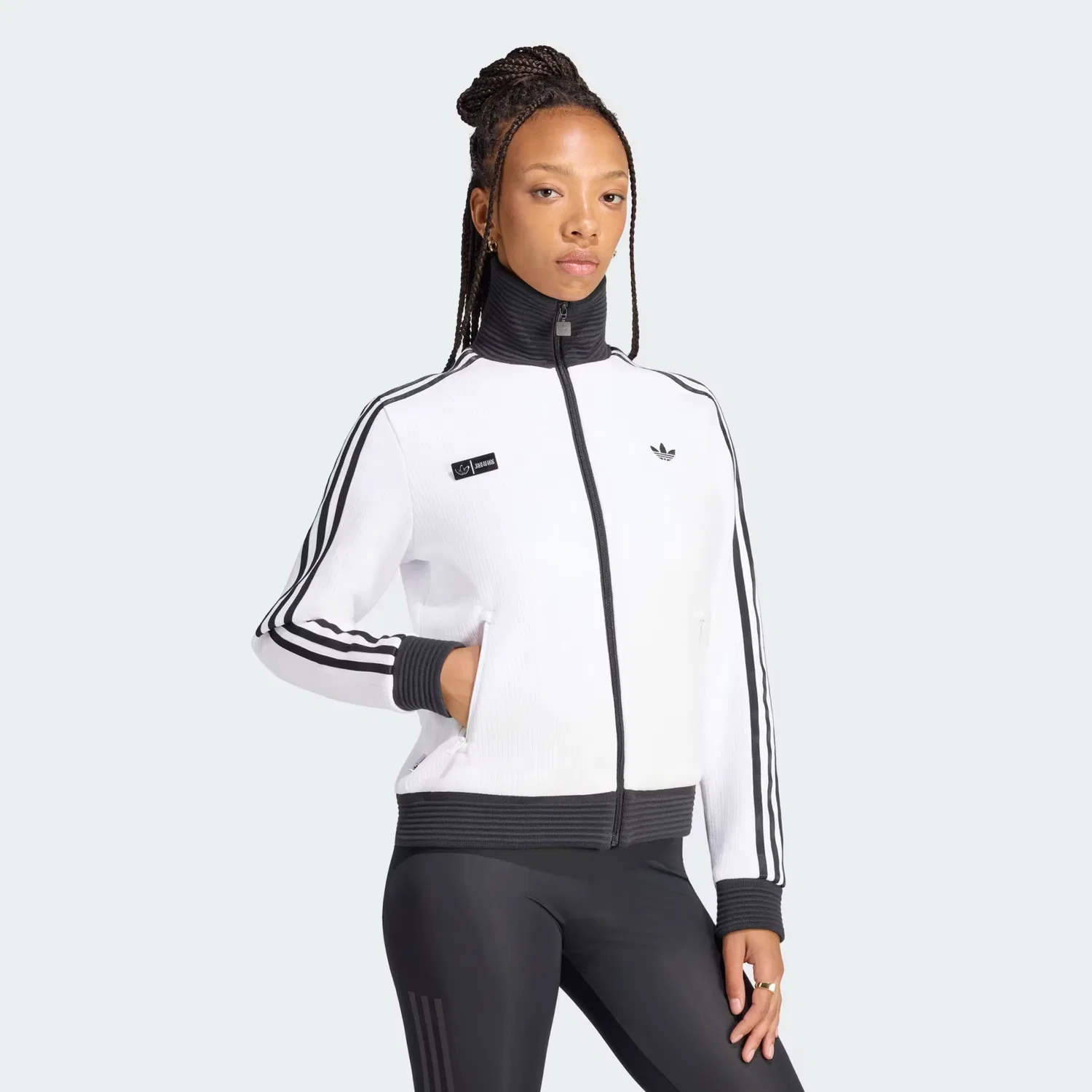 Женская спортивная куртка на молнии прямого кроя Jennie Fan OG Adidas Originals, белый