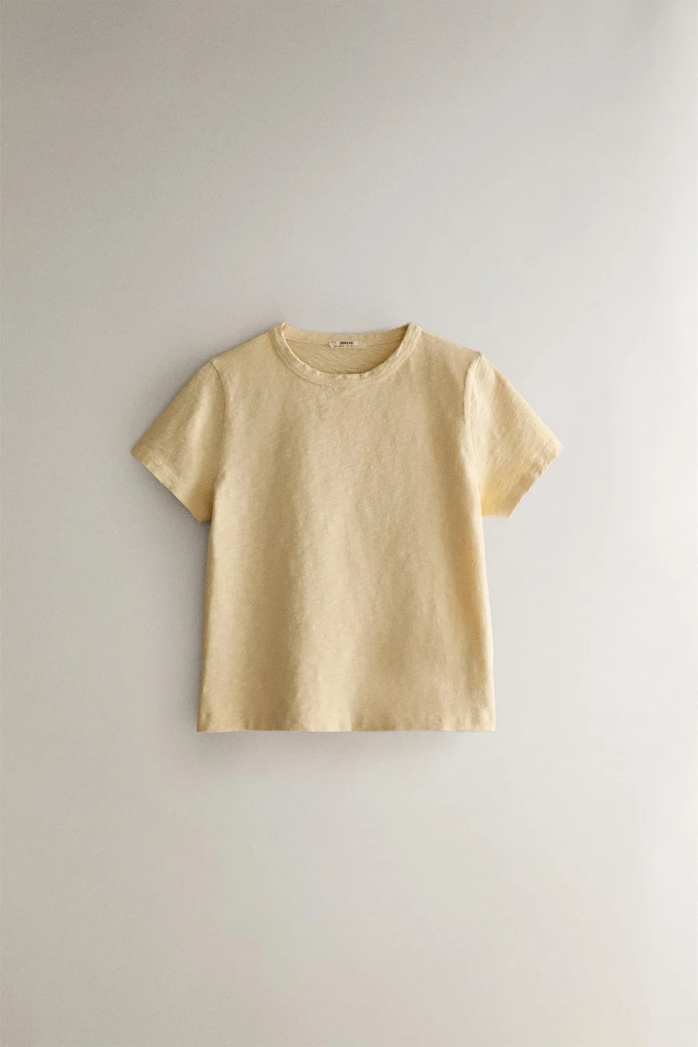 Хлопковая футболка с коротким рукавом ZARA, Light yellow