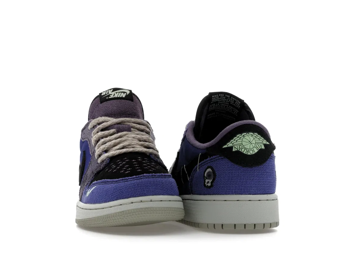 Детские кроссовки Lifestyle с принтом Jordan 1 Retro Low OG Zion Williamson Voodoo Alternate GS Jordan, Regency Purple/Vapor Green/Black/Dark Raisin/Daybreak/Light Silver — фото 2