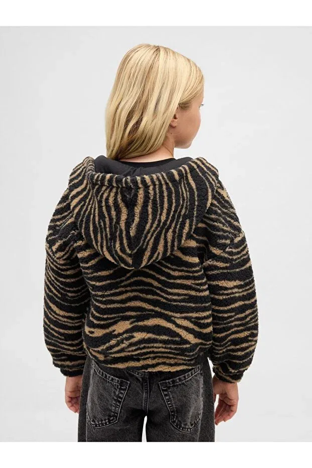 Детские свитшот для девочек с принтом Relaxed Zippered Sweatshirt Gap, Brown — фото 4