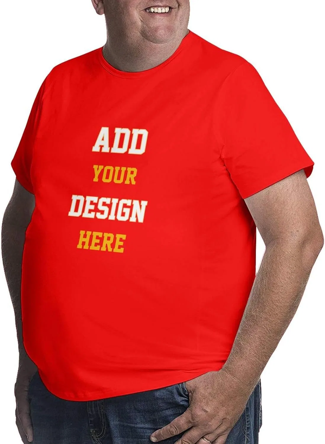 Мужская свободная футболка с круглым вырезом Custom Picture T-shirts for Big and Tall Men, Red — фото 2