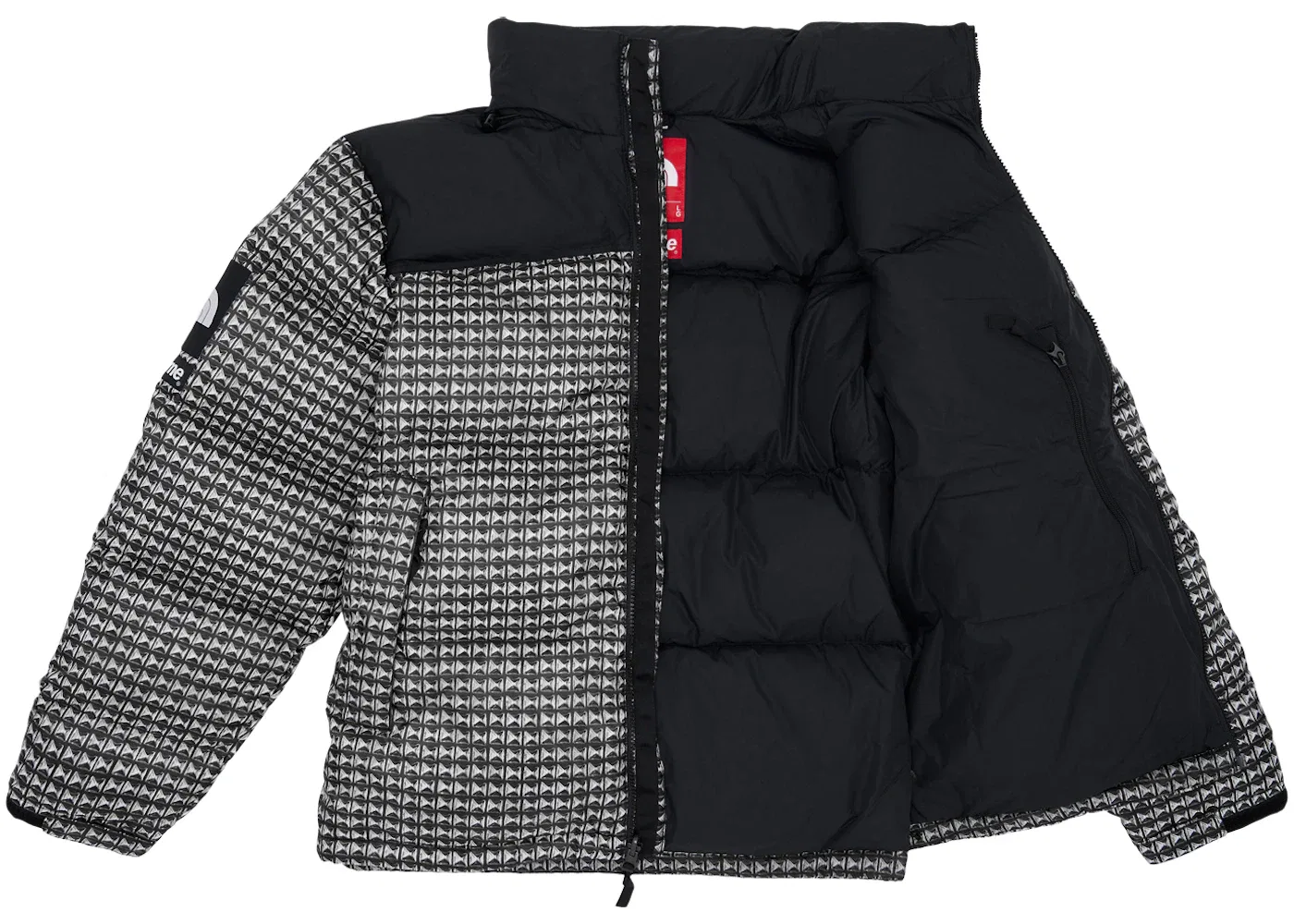 Мужская куртка с принтом The North Face Studded Nuptse Jacket Supreme, Black — фото 2