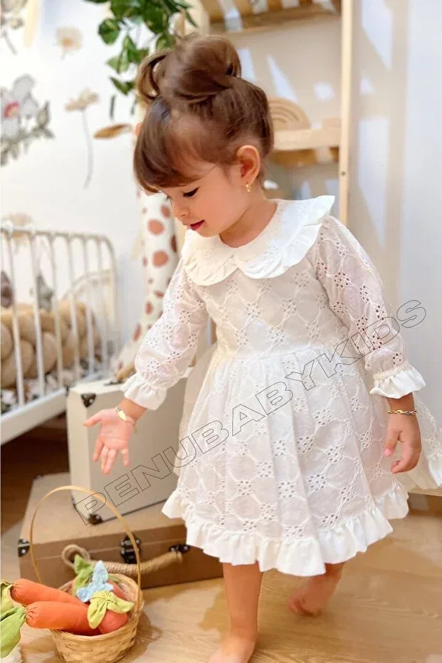 Детское платье для девочек с длинным рукавом Angel Penu Baby Kids, White
