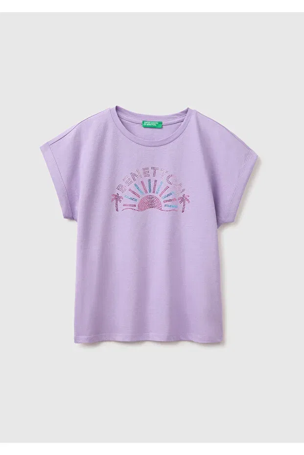 Детская футболка для девочек хлопковая United Colors Of Benetton, Lilac