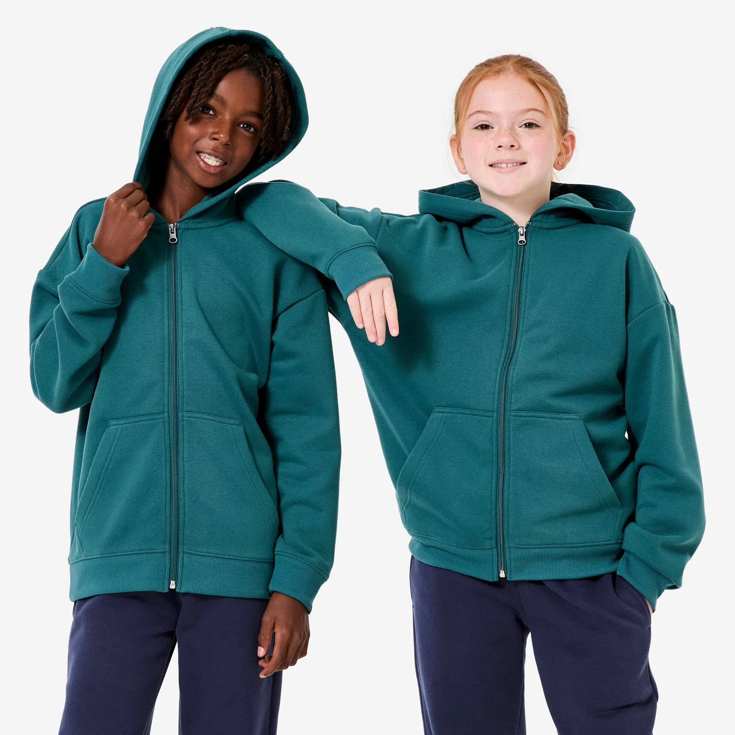 Детское худи с капюшоном Loose Decathlon, Блаугрюн