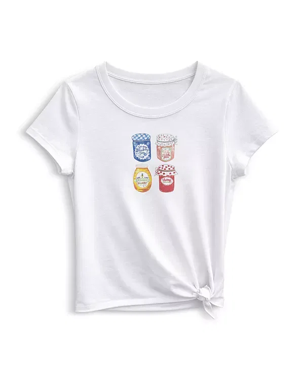 Детская футболка с принтом Jam Jar Graphic Knotted Tee KatieJ NYC, белый