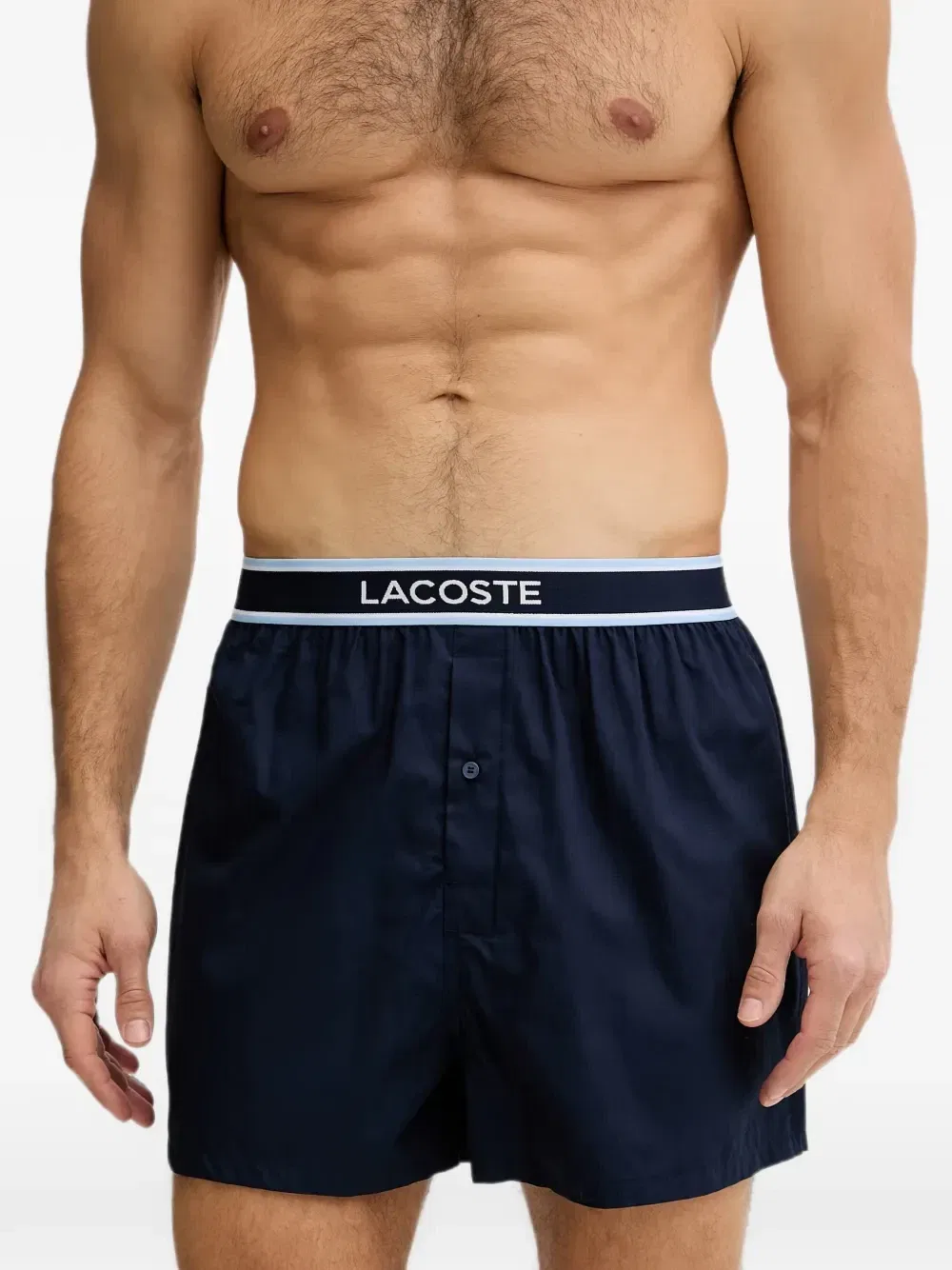 Трусы-боксеры с логотипом на поясе (набор из трех штук) Lacoste, синий — фото 2