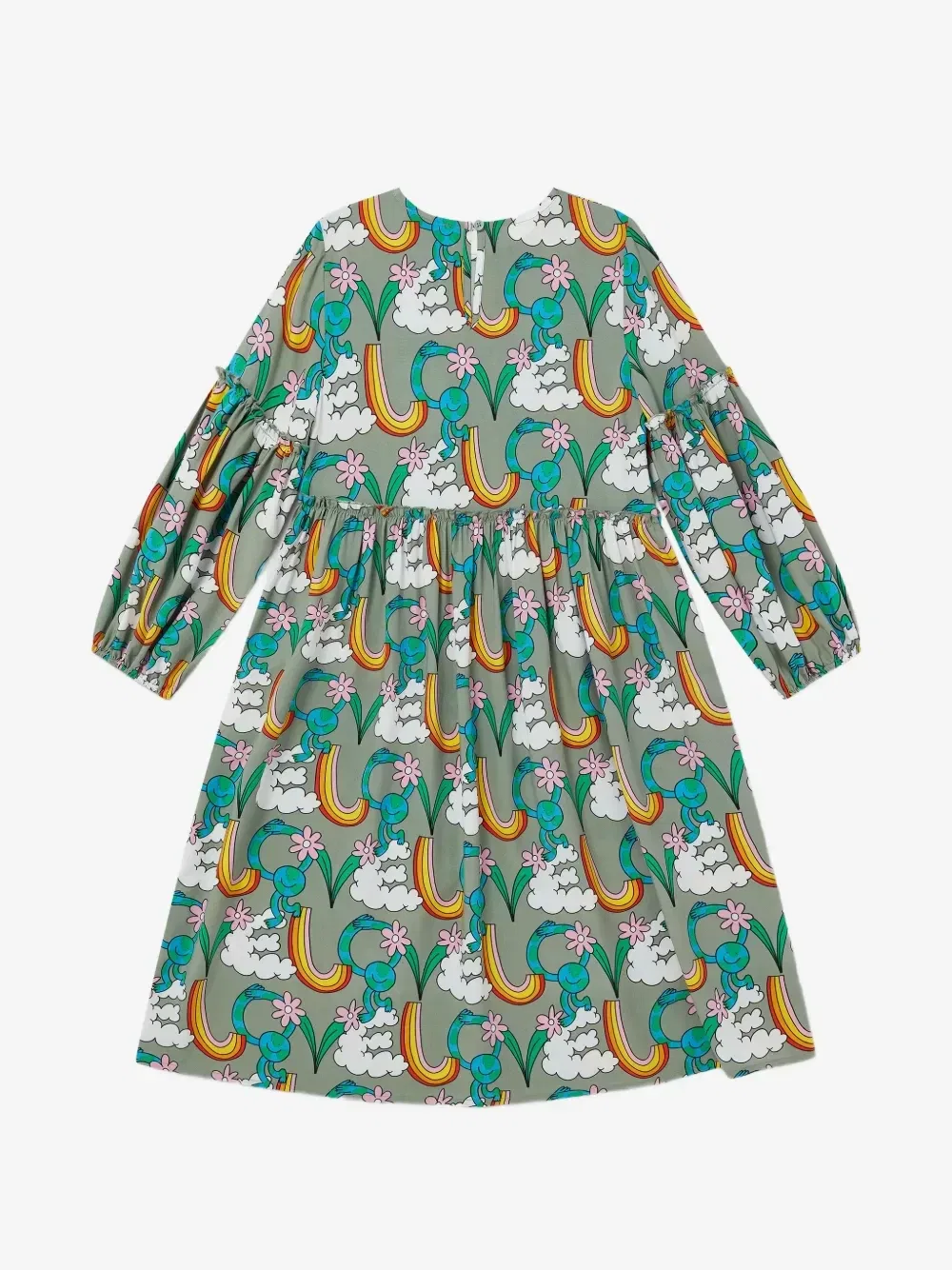 Платье с длинными рукавами и принтом Earth Friends Stella McCartney Kids, зеленый — фото 2