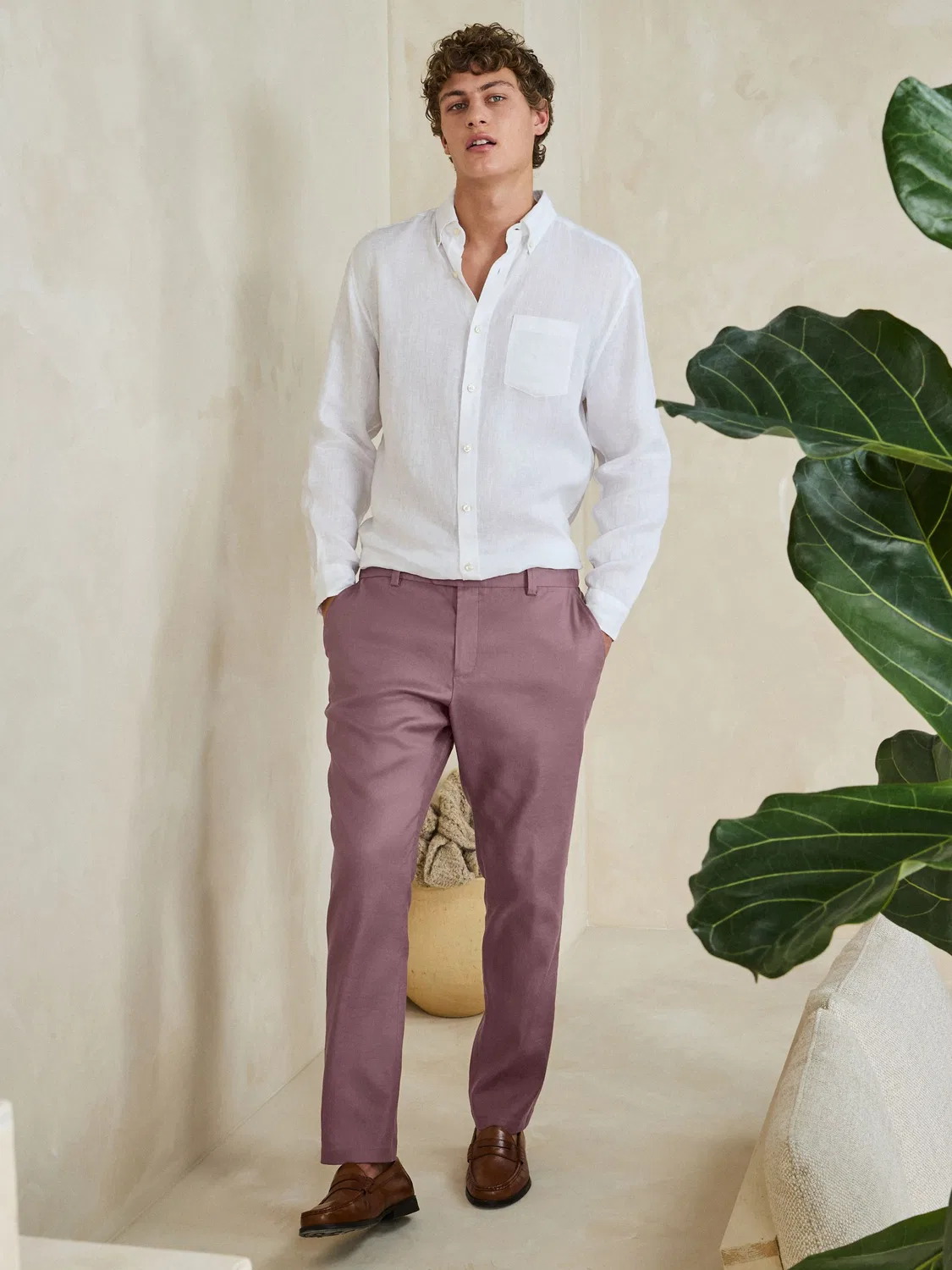 Next Розовые узкие брюки Motionflex Linen TENCEL из смеси лиоцелла Smart Smart Брюки — фото 2