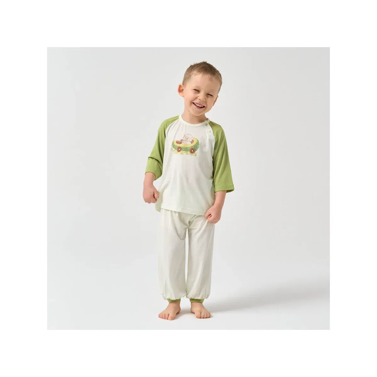 Детские штаны для девочек из модала TENCEL Laimi Bloom, Green — фото 2