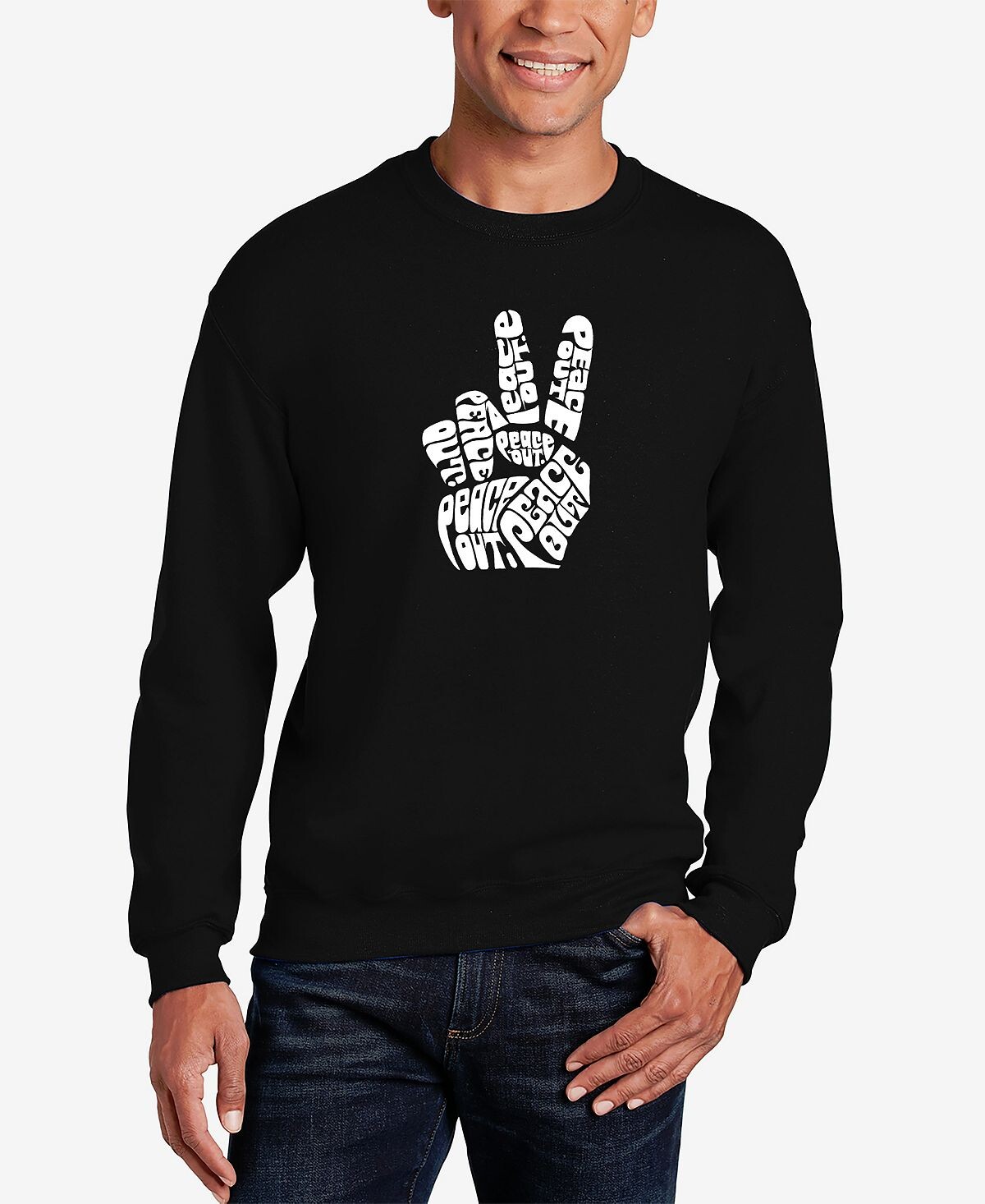 

Мужская толстовка word art peace out с круглым вырезом LA Pop Art, черный